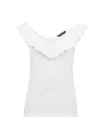 Dorothy Perkins Ivory Rib Ruffle Neck Vest