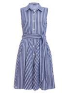 *quiz Blue Striped Dip Hem Shirt Dress