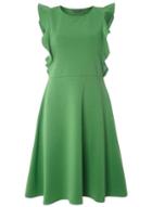 Dorothy Perkins *tall Green Ruffle Fit And Flare Dress