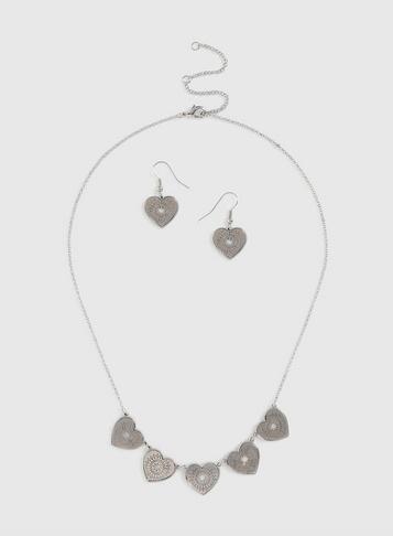 Dorothy Perkins Silver Filigree Heart Jewellery Pack