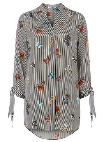 Dorothy Perkins *tall Multi Coloured Striped Butterfly Print Shirt