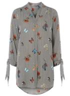 Dorothy Perkins *tall Multi Coloured Striped Butterfly Print Shirt