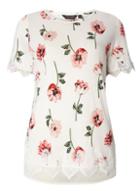 Dorothy Perkins Ivory Printed Chiffon Hem T-shirt