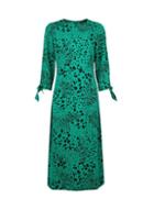 Dorothy Perkins Green Leopard Print Tie Sleeve Midi Dress