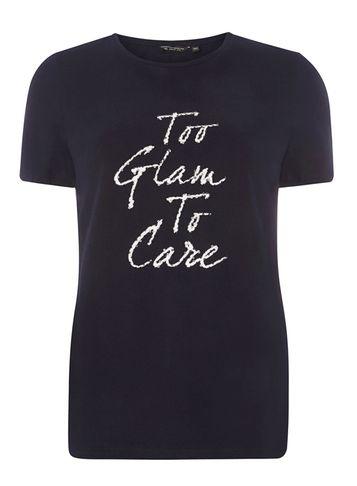 Dorothy Perkins Navy Too Glam To Care Motif T-shirt
