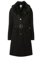 Dorothy Perkins Petite Black Faux Fur Collar Coat