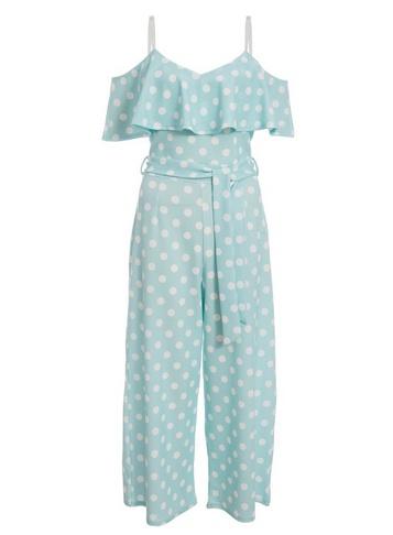 *quiz Mint Polka Dot Print Frill Jumpsuit