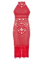 Dorothy Perkins *quiz Red Multi Crochet Midi Bodycon Dress