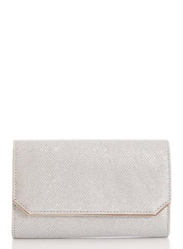 *quiz Silver Shimmer Corner Clutch Bag