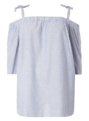 Dorothy Perkins Dp Curve Blue Tie Cold Shoulder Top