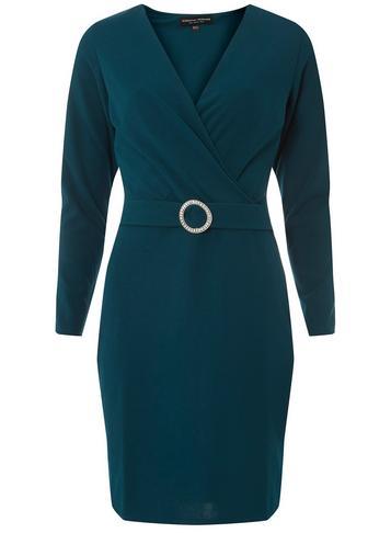 Dorothy Perkins Teal Embellished Buckle Bodycon Dress