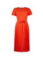 Dorothy Perkins Orange Pleated Midi Skirt Dress