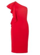 Dorothy Perkins Red One Shoulder Ruffle Pencil Dress