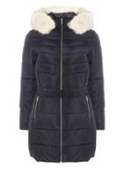 Dorothy Perkins Navy Luxe Belted Padded Coat