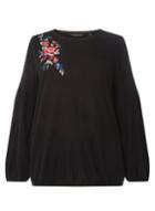 Dorothy Perkins Dp Curve Black Embroidered Bubble Sleeve Jumper