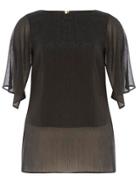 Dorothy Perkins Black Flutter Sleeve Top