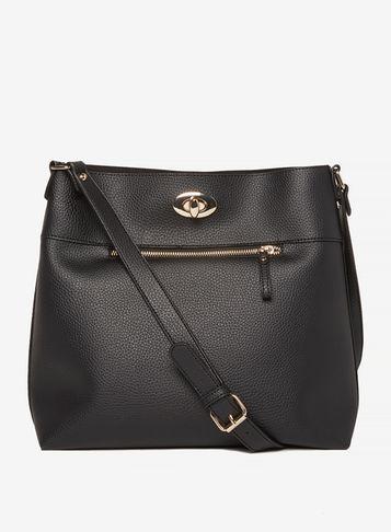 Dorothy Perkins Black Lock Unlined Cross Body Bag