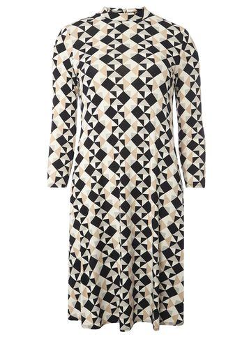 Dorothy Perkins *tall Black And Stone Geometric Print Swing Dress