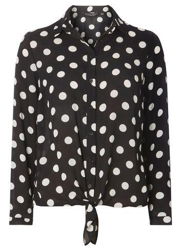 Dorothy Perkins Black Polka Dot Print Tie Front Shirt