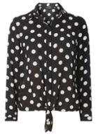 Dorothy Perkins Black Polka Dot Print Tie Front Shirt