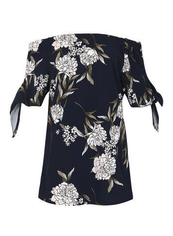 Dorothy Perkins *izabel London Multi Navy Bardot Top