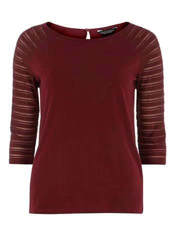 Dorothy Perkins Cranberry Textured Sleeve Top