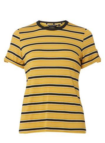 Dorothy Perkins Ochre Striped Button Shoulder T-shirt