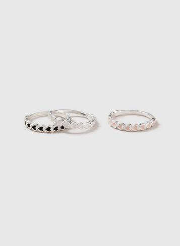 Dorothy Perkins 3 Pack Silver Heart Band Rings