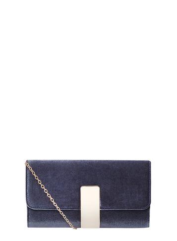 Dorothy Perkins Navy Faux Velvet Clutch