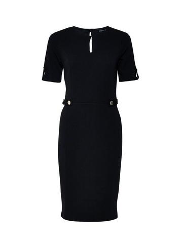 Dorothy Perkins Black Hammered Button Sleeve Bodycon Dress