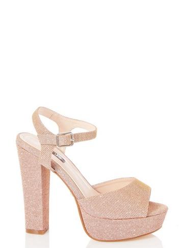 *quiz Rose Gold Block Heel Sandals