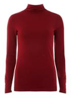 Dorothy Perkins Burgundy Buttoned Turtle Neck Top