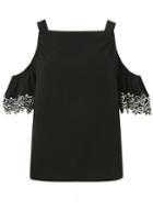 Dorothy Perkins Black Lace Cold Shoulder Top