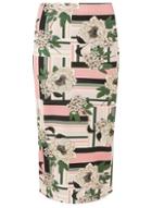 Dorothy Perkins Ivory Cut About Floral Pencil Skirt