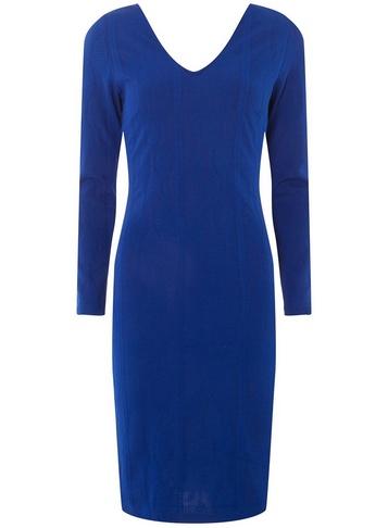 Dorothy Perkins Cobalt V-neck Textured Bodycon Dress