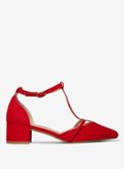 Dorothy Perkins Red Microfibre Elissa T-bar Court Shoes