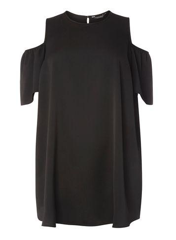 Dorothy Perkins Dp Curve Black Satin Ccold Shoulder Top