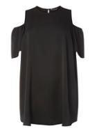 Dorothy Perkins Dp Curve Black Satin Ccold Shoulder Top