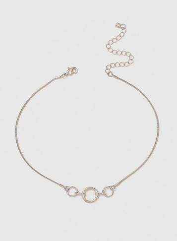 Dorothy Perkins Silver Circle And Chain Snake Choker Necklace