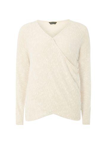 Dorothy Perkins Oatmeal Wrap Jersey Knitted Top