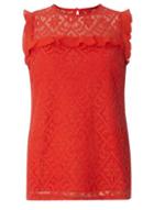 Dorothy Perkins Red Lace Ruffle Sleeveless Top