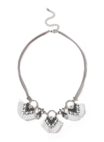 Dorothy Perkins White Tassel Fan Collar Necklace