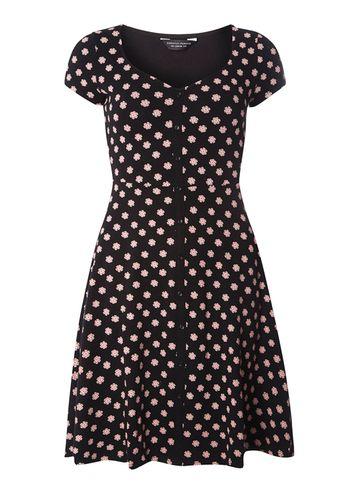 Dorothy Perkins Black Ditsy Floral Button Dress