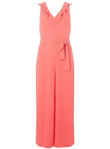 Dorothy Perkins *tall Coral Ruffle Culotte Jumpsuit