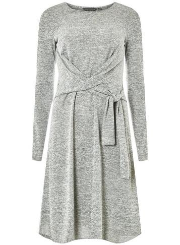 Dorothy Perkins *tall Grey Slubby Tie Skater Dress