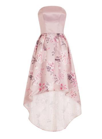 Dorothy Perkins *chi Chi London Pink Floral Print Dip Hem Skater Dress
