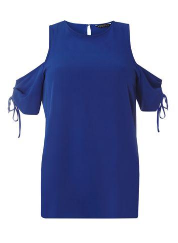 Dorothy Perkins Cobalt Blue Ruched Cold Shoulder Top