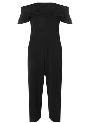 Dorothy Perkins Black Bardot Ruffle Culottes Jumpsuit