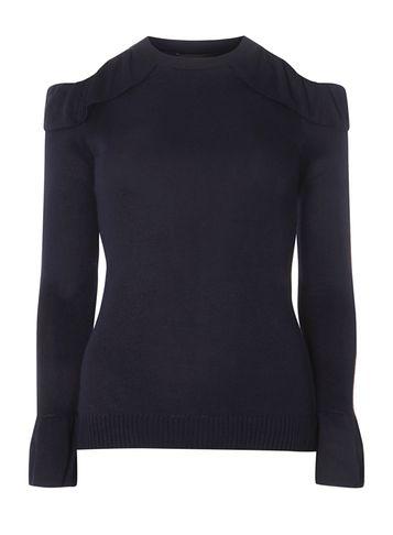 Dorothy Perkins Navy Ruffle Cold Shoulder Jumper