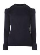 Dorothy Perkins Navy Ruffle Cold Shoulder Jumper